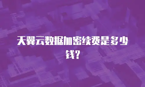 天翼云数据加密续费是多少钱？