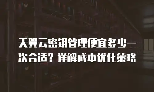天翼云密钥管理便宜多少一次合适？详解成本优化策略