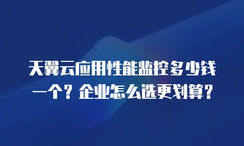 天翼云应用性能监控多少钱一个？企业怎么选更划算？