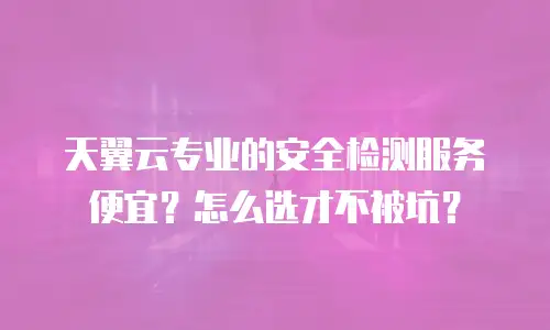 天翼云专业的安全检测服务便宜？怎么选才不被坑？