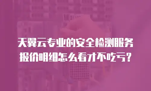 天翼云专业的安全检测服务报价明细怎么看才不吃亏？