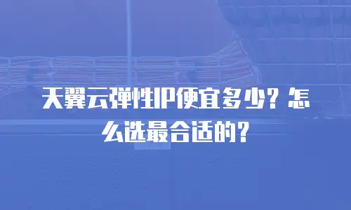 天翼云弹性IP便宜多少？怎么选最合适的？