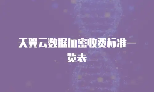 天翼云数据加密收费标准一览表