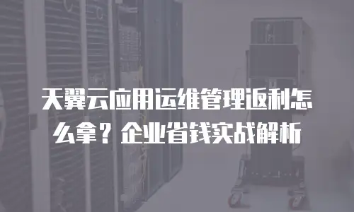 天翼云应用运维管理返利怎么拿？企业省钱实战解析