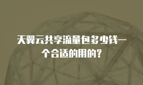 天翼云共享流量包多少钱一个合适的用的？