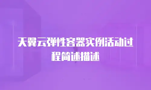 天翼云弹性容器实例活动过程简述描述