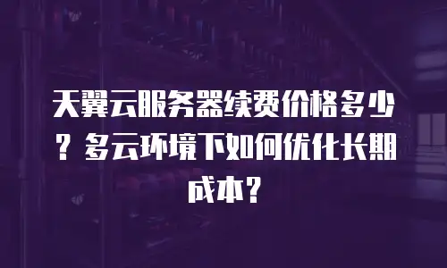 天翼云服务器续费价格多少？多云环境下如何优化长期成本？