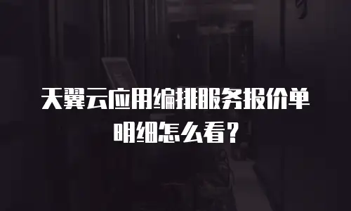 天翼云应用编排服务报价单明细怎么看？