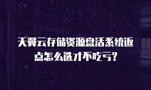 天翼云存储资源盘活系统返点怎么选才不吃亏？