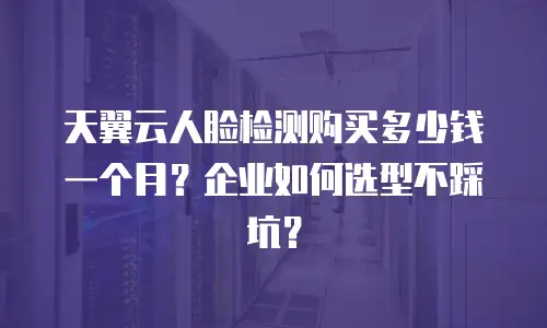天翼云人脸检测购买多少钱一个月？企业如何选型不踩坑？