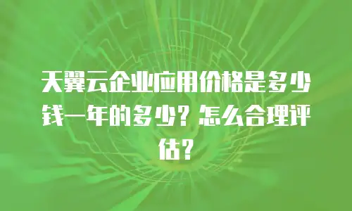 天翼云企业应用价格是多少钱一年的多少？怎么合理评估？