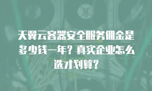 天翼云容器安全服务佣金是多少钱一年？真实企业怎么选才划算？