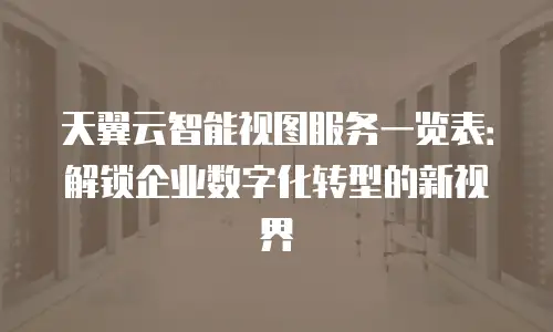 天翼云智能视图服务一览表：解锁企业数字化转型的新视界
