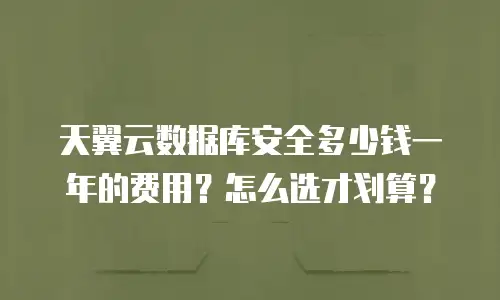 天翼云数据库安全多少钱一年的费用？怎么选才划算？