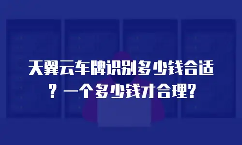 天翼云车牌识别多少钱合适？一个多少钱才合理？