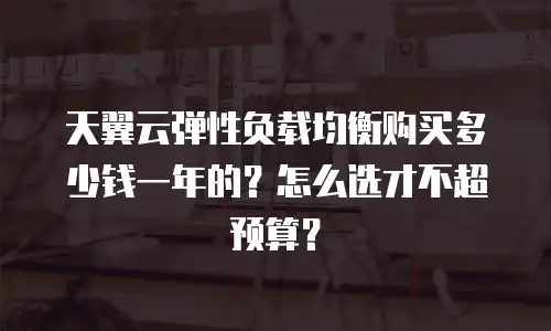 天翼云弹性负载均衡购买多少钱一年的？怎么选才不超预算？