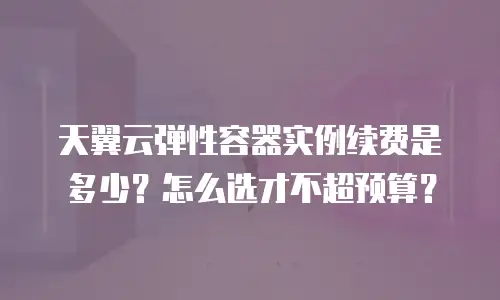 天翼云弹性容器实例续费是多少？怎么选才不超预算？