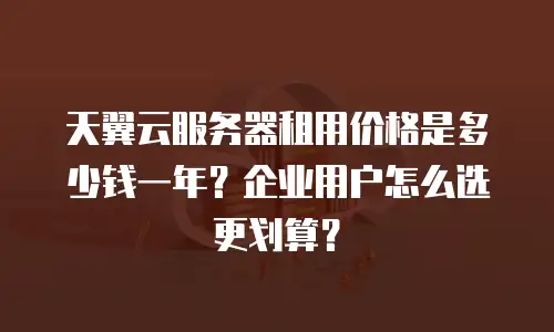 天翼云服务器租用价格是多少钱一年？企业用户怎么选更划算？