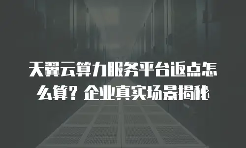 天翼云算力服务平台返点怎么算？企业真实场景揭秘