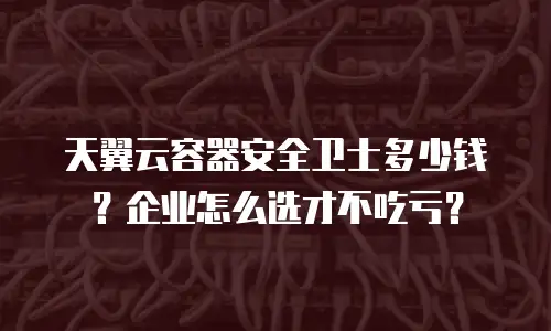 天翼云容器安全卫士多少钱？企业怎么选才不吃亏？