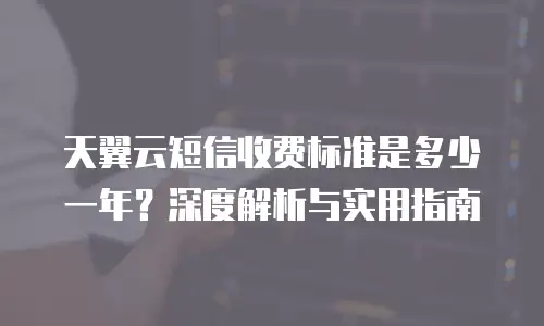 天翼云短信收费标准是多少一年？深度解析与实用指南