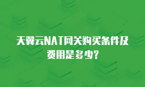 天翼云NAT网关购买条件及费用是多少？