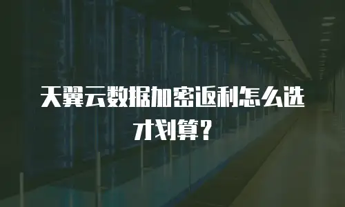 天翼云数据加密返利怎么选才划算？