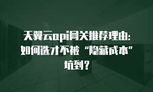 天翼云api网关推荐理由：如何选才不被&ldquo;隐藏成本&rdquo;坑到？