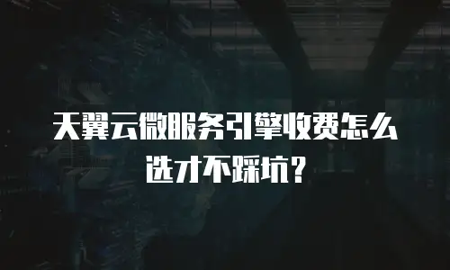 天翼云微服务引擎收费怎么选才不踩坑？