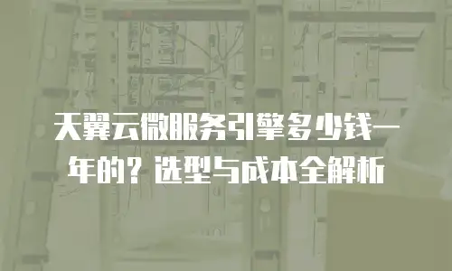 天翼云微服务引擎多少钱一年的？选型与成本全解析