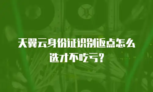 天翼云身份证识别返点怎么选才不吃亏？