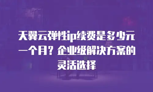 天翼云弹性ip续费是多少元一个月？企业级解决方案的灵活选择