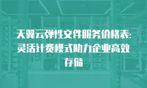 天翼云弹性文件服务价格表：灵活计费模式助力企业高效存储