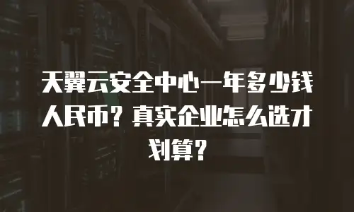 天翼云安全中心一年多少钱人民币？真实企业怎么选才划算？
