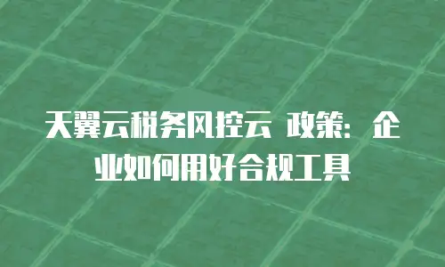 天翼云税务风控云 政策：企业如何用好合规工具