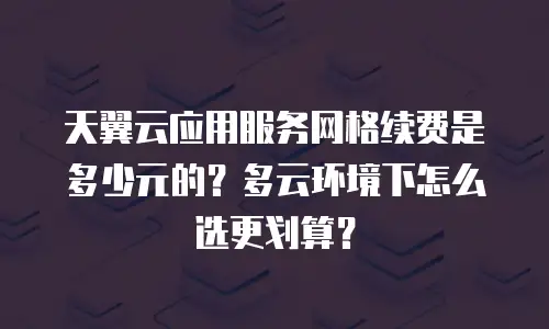 天翼云应用服务网格续费是多少元的？多云环境下怎么选更划算？
