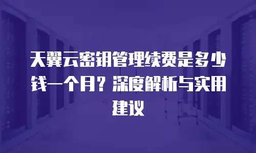 天翼云密钥管理续费是多少钱一个月？深度解析与实用建议