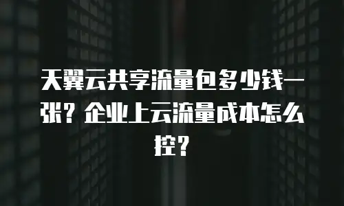 天翼云共享流量包多少钱一张？企业上云流量成本怎么控？