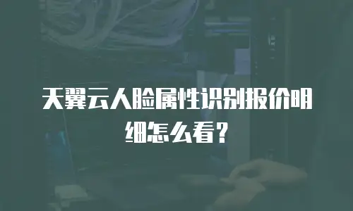 天翼云人脸属性识别报价明细怎么看？