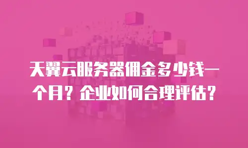 天翼云服务器佣金多少钱一个月？企业如何合理评估？