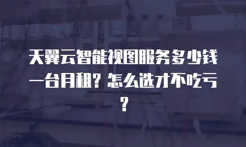 天翼云智能视图服务多少钱一台月租？怎么选才不吃亏？