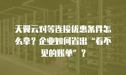 天翼云对等连接优惠条件怎么拿？企业如何省出&ldquo;看不见的账单&rdquo;？