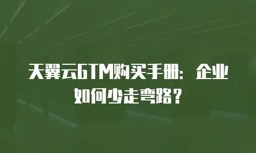 天翼云GTM购买手册：企业如何少走弯路？