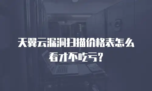 天翼云漏洞扫描价格表怎么看才不吃亏？