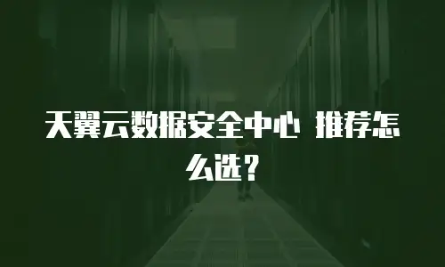 天翼云数据安全中心 推荐怎么选？