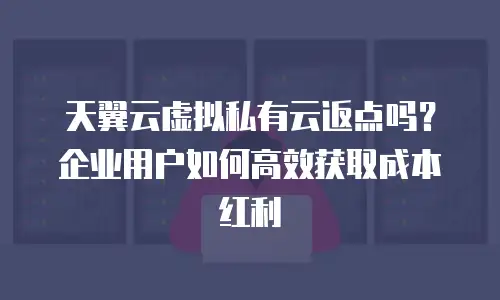 天翼云虚拟私有云返点吗？企业用户如何高效获取成本红利