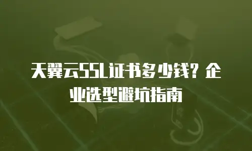 天翼云SSL证书多少钱？企业选型避坑指南