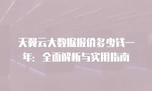 天翼云大数据报价多少钱一年：全面解析与实用指南