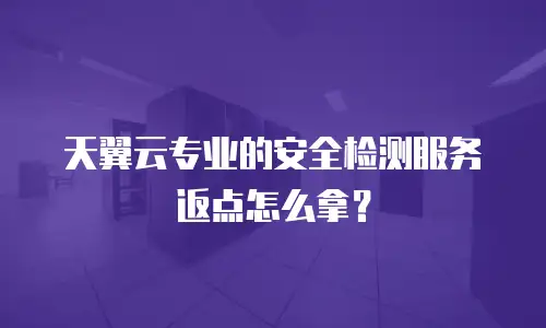 天翼云专业的安全检测服务返点怎么拿？