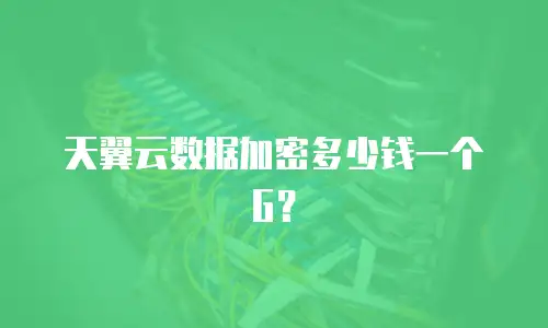 天翼云数据加密多少钱一个G？